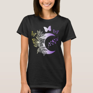 Nonbinary Pride Subtiele Enby LGBTQ Maan Vlinder N T-shirt