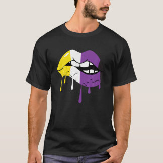 Nonbinary Pride Vlag die Drijvende Lippen Mouth LG T-shirt