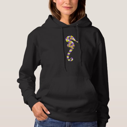 Nonbinary Seahorse Nonbinary Flag LGBTQ Nonbinary  Hoodie (Voorkant)