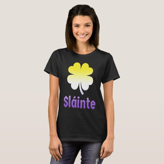 Nonbinary St Patrick's Day Shamrock LGBTQ Enby NB T-shirt (Voorkant volledig)