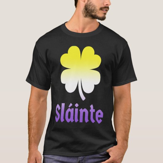 Nonbinary St Patrick's Day Shamrock LGBTQ Enby NB  T-shirt (Voorkant)