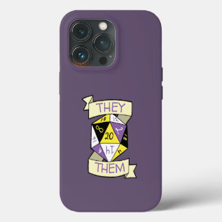 Nonbinary tablet D20 Pronoun Dice iPhone 13 Pro Hoesje