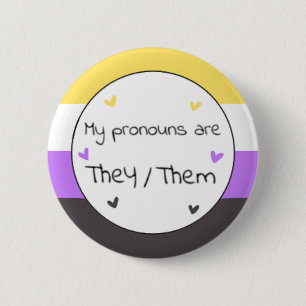 Nonbinary zij/Them Pronoun Pin Ronde Button 5,7 Cm