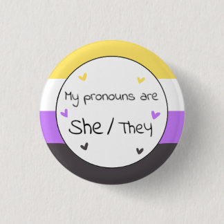 Nonbinary zij/Zij Pronoun Pin Ronde Button 3,2 Cm