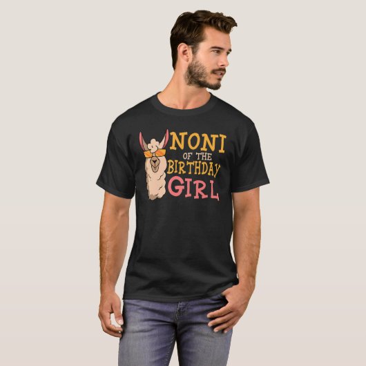 Noni van het verjaardagsmeisje Lama Bday Party Cel T-shirt (Voorkant volledig)
