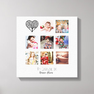 NONNA 8x Photo Collage Grandchildren Family Tree - Canvas Afdruk
