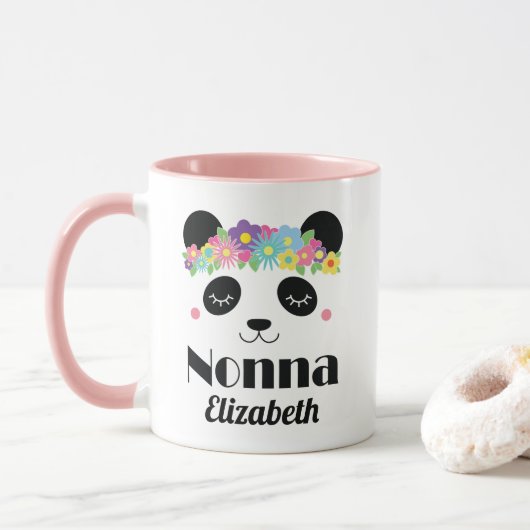 Nonna Grandma Panda Gepersonaliseerd Mok (Met donut)