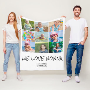 Nonna Grandmoeder Photo Collage Fleece Blanket Deken