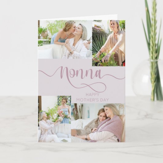 Nonna Moederdag 4 Photo Collage Pink Feestdagen Kaart (Voorkant)