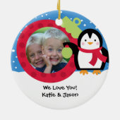 Nonna Photo Penguin-kerstversiering Keramisch Ornament (Achterkant)
