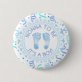 Nonna wordt Blue & White Baby shower Button (Voorkant)