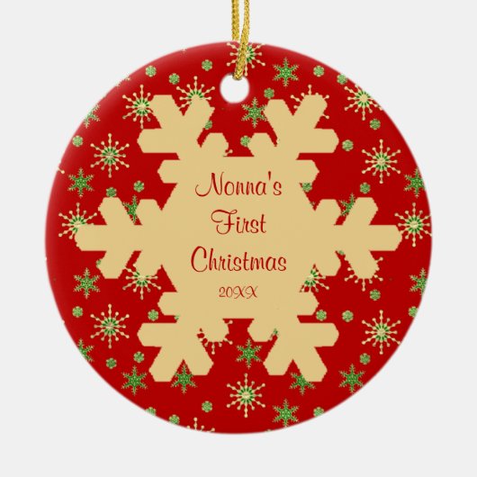 Nonna's eerste kerstboomschildertje keramisch ornament (Voorkant)