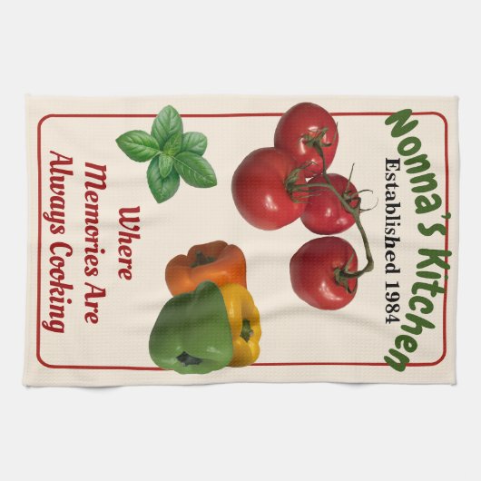 "Nonna's Kitchen" Serviette de plat blanc cassé (Horizontal)