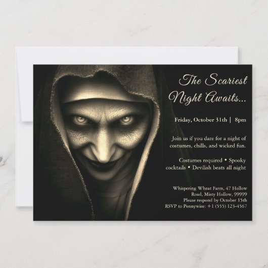 Nonne hantée | Invitation du Costume d'Halloween (Devant)