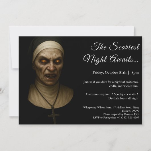 Nonne hantée | Invitation du Costume d'Halloween (Devant)