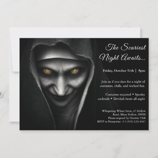 Nonne hantée | Invitation du Costume d'Halloween (Devant)