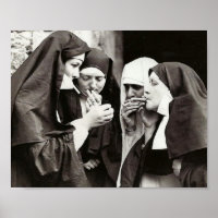Nonnen die roken Vintage fotografie 10x8in