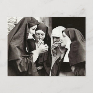 Nonnen die roken Vintage Fotografie Briefkaart
