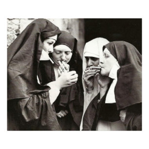 Nonnen die roken Vintage fotografie Foto Afdruk