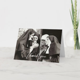 Nonnen die vintage fotografie roken bedankkaart