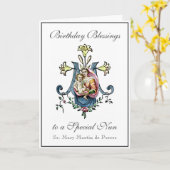 Nonnen Verjaardag Zegeningen Viering Maagd Maria Kaart (Gele Bloem)