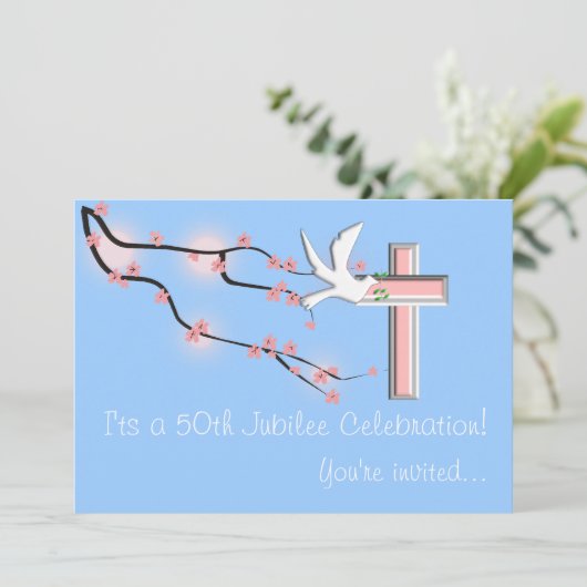 Nonnes 50e anniversaire Invitations Bleu (Debout devant)