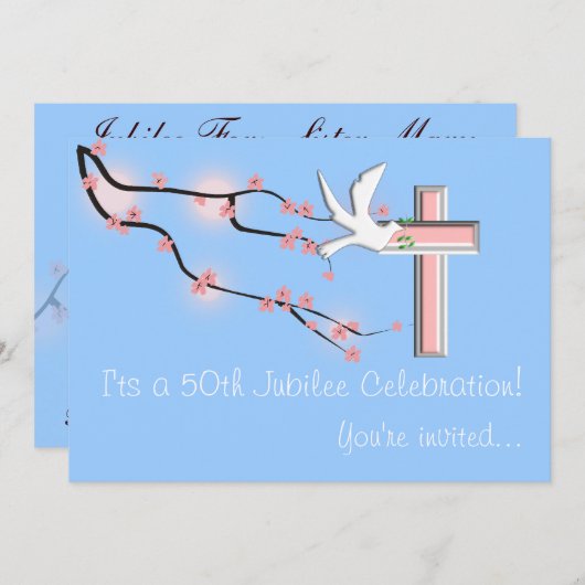 Nonnes 50e anniversaire Invitations Bleu (Devant / Derrière)