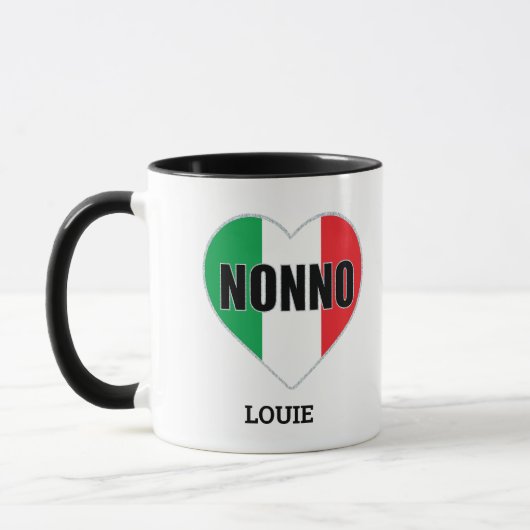 NONNO Drapeau Italien Coeur Mug (Gauche)