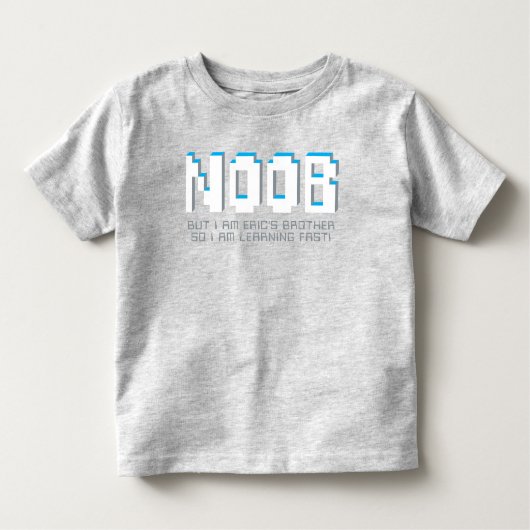 Noob pixelated texte jeune gamer frère t-shirt (Devant)