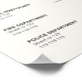 Noodcontacten hostel bed & breakfast info poster (Hoek)