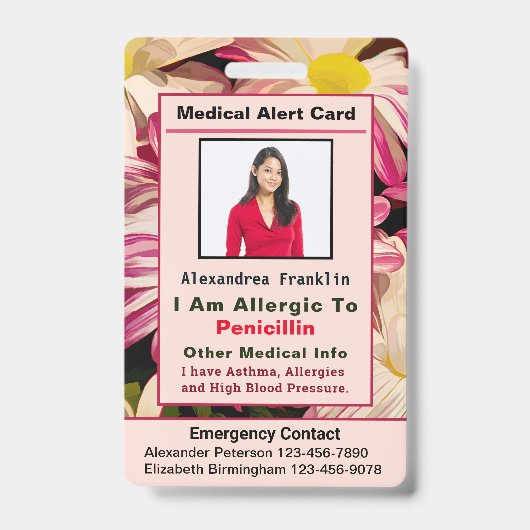 Noodhulp medische waarschuwing Aangepaste kaart Ka Badge (Front)