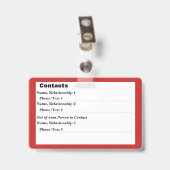 Noodinformatiekaart Badge (Back with Clip)