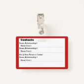 Noodinformatiekaart Badge (Achterkant met clip)