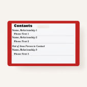 Noodinformatiekaart Badge (Achterkant)