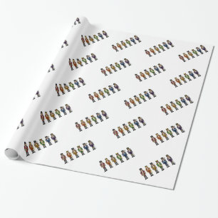 Noodkrakers in regenboogkleuren cadeaupapier