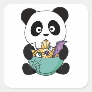 Noodles Japans Noodles Halloween Panda Ramen Vierkante Sticker