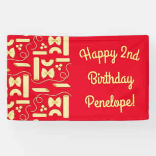 Noodles Pasta Kind 1e verjaardag Italiaanse Spandoek