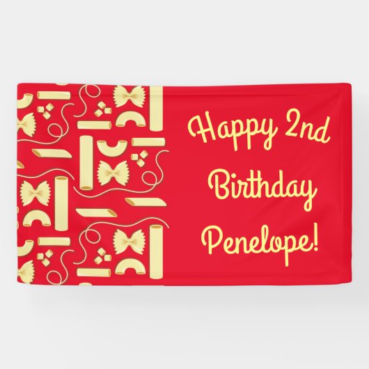 Noodles Pasta Kind 1e verjaardag Italiaanse Spandoek (Horizontaal)