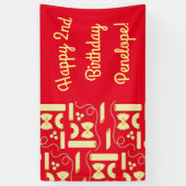 Noodles Pasta Kind 1e verjaardag Italiaanse Spandoek (Verticaal)