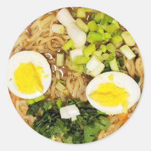 Noodles, Ramen Funny Soup Foto Ronde Sticker