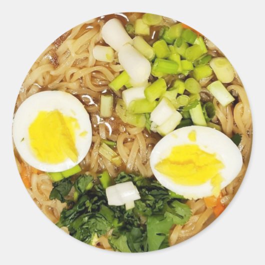 Noodles, Ramen Funny Soup Ronde Sticker (Voorkant)