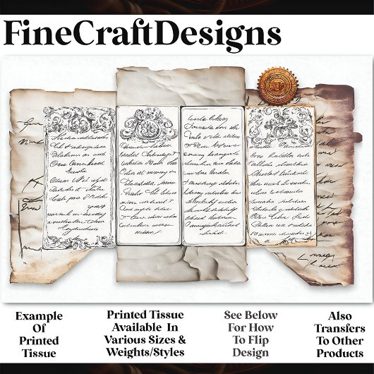 Noodlijdend document Ephemera + Seal AF4 Decoupage Tissuepapier