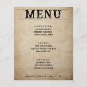 Noodlijdend Rustiek Bruin Bruiloft Receptie Diner (Voorkant)