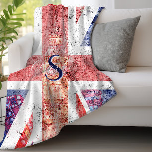 noodlijdend Union Jack Flag Monogram Fleece Deken
