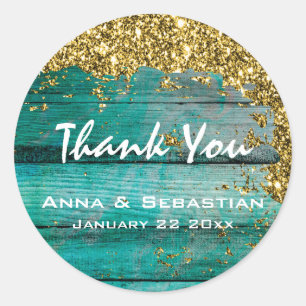 *~* Noodlijdend Verouderd Hout Glitter AP49 Generi Ronde Sticker