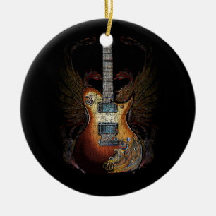Noodlijdende akoestische gitaar  speler Rock Rol Keramisch Ornament