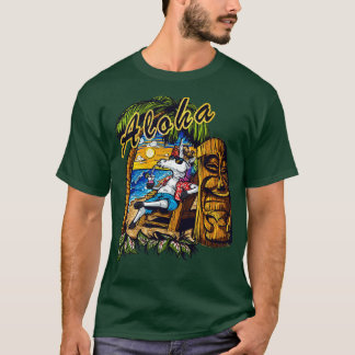 Noodlijdende Aloha Hawaiian Tropische Eenhoorn Moa T-shirt