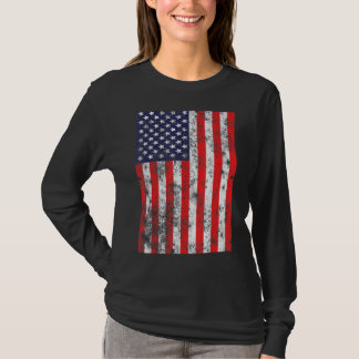 Noodlijdende Amerikaanse vlag 4 juli Amerikaanse M T-shirt