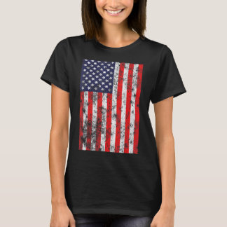 Noodlijdende Amerikaanse vlag 4 juli Amerikaanse M T-shirt