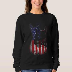 Noodlijdende Amerikaanse vlag gitaar retro gitaar Trui